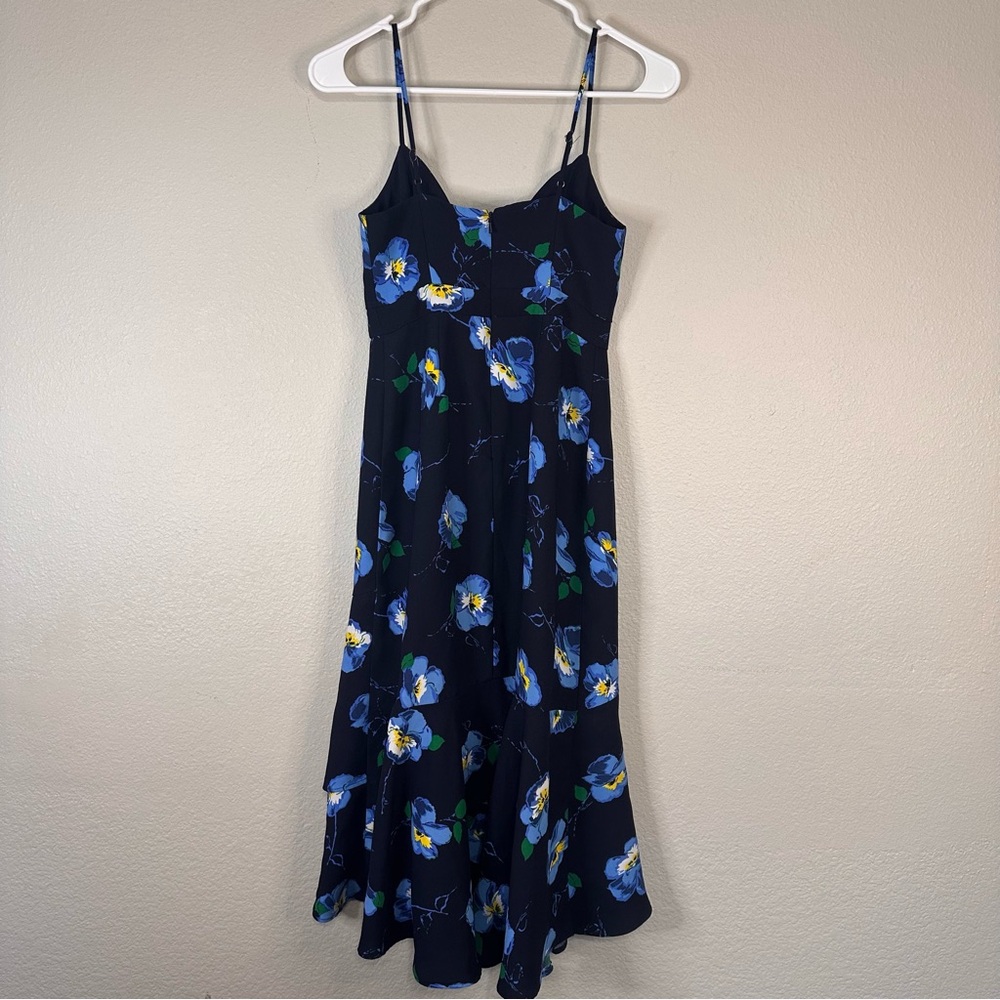 Banana Republic Petite Floral Blue Women's Dress Spaghetti Strap Flare bottom - Picture 7 of 7